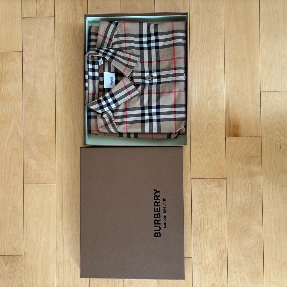 Burberry Beige Checkered Men's Shirt - Picture 9 of 9